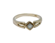 Sterling Silver Aquamarine Patterned Band Dress Ring Vintage c1980 Size W