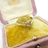 Sterling Silver Gilt Solitaire Ring Diamond Paste Stone Vintage c1970 Size P 1/2