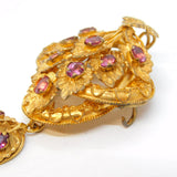 Victorian Pinchbeck & Almandine Garnet Floral Chased Drop Pendant Antique