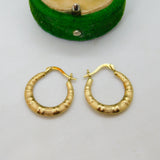 9ct Yellow Gold Rope Twist Pattern Hoop Hook Earrings Vintage c1970