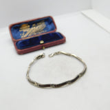 Sterling Silver & Inlayed Dark-Wood Panel Bracelet Vintage c1970 7" Length
