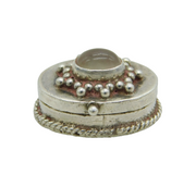 Sterling Silver & Moonstone Set Small Pill Box Vintage c1970s