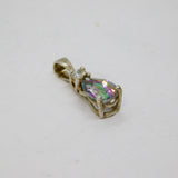 Sterling Silver White & Mystic Topaz Peardrop Charm Pendant Vintage c1970s