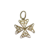 Sterling Silver Filigree Maltese Cross Charm Pendant Vintage c1970s