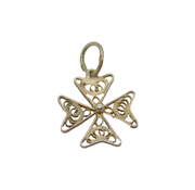 Sterling Silver Filigree Maltese Cross Charm Pendant Vintage c1970s