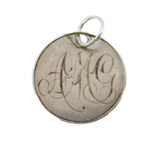 Sterling Silver Monogram Threepence Coin Charm Pendant Vintage c1970s