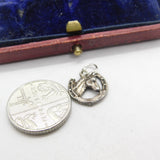 Sterling Silver Good Luck Horseshoe with Horse Charm Pendant Vintage c1970
