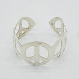 Sterling Silver Graduated Peace Sign Cuff Bangle Bracelet Vintage c1980