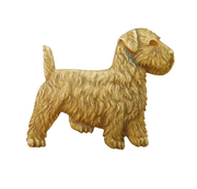 20th Century Sterling Silver Gilt Terrier Dog Brooch Vintage c1950s