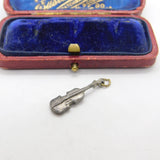 Sterling Silver Violin Musical Charm Pendant Vintage c1970