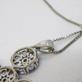 Sterling Silver & Tanzanite Set Floral Cross Pendant Necklace Vintage c2000s