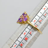 Gold On Sterling Silver Amethyst & Diamond Dress Ring Vintage c1970 Size K