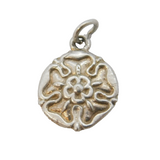 Sterling Silver Tudor Rose Charm Pendant Vintage c1970s