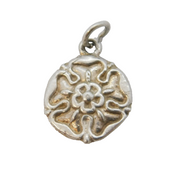 Sterling Silver Tudor Rose Charm Pendant Vintage c1970s