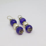 Pair of Sterling Silver Amethyst & Glass Pearl Bead Drop Earrings Vintage c1970