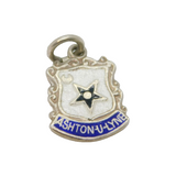 Sterling Silver Ashton-U-Lyne Enamel Shield Souvenir Charm Pendant Vintage c1970