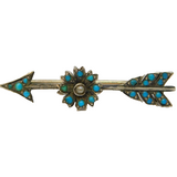 Austro-Hungarian Sterling Silver, Turquoise Arrow Sweetheart Brooch Antique