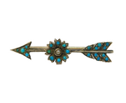 Austro-Hungarian Sterling Silver, Turquoise Arrow Sweetheart Brooch Antique