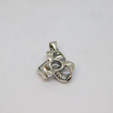 Sterling Silver CZ Set Floral Drop Charm Pendant Vintage c2000
