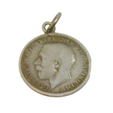 Sterling Silver George V Threepence Charm Pendant Antique 1918