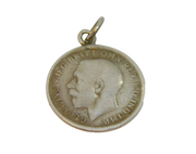 Sterling Silver George V Threepence Charm Pendant Antique 1918
