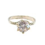Sterling Silver CZ Solitaire Engagement/Dress Ring Vintage c1990 Size M