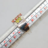 Sterling Silver Multi-Colour Gemstone White Band Dress Ring Vintage c1970 Size O