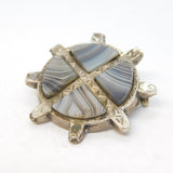 Scottish Victorian Sterling Silver & Montrose Agate Kilt Brooch Antique c1860s