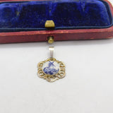 Sterling Silver and Hand Painted Dutch Ceramic Charm Pendant Vintage c1970