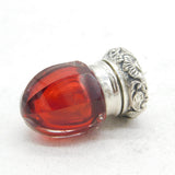 Victorian Sterling Silver Topped Cranberry Glass Vinaigrette Antique c1850s