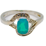 Sterling Silver Blue Opal Patterned Dress Ring Vintage c1970 Size N 1/2