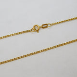 9ct Yellow Gold Flat Curb Link Chain Necklace Vintage c1970s 16" Length