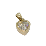 Sterling Silver CZ Heart Drop Charm Or Pendant Contemporary c2000s