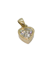 Sterling Silver CZ Heart Drop Charm Or Pendant Contemporary c2000s