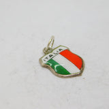 .800 Silver 'Italia' Flag Colours Enamel Shield Souvenir Charm Vintage c1970s