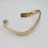 Mexican Sterling Silver Double Strand Wavy Cuff Bangle Bracelet Modern c2000