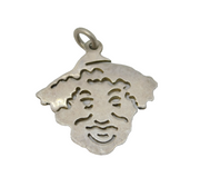 Sterling Silver Face Outline Charm Pendant Vintage c1970