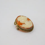 Continental .800 Silver Carved Cameo Oval Brooch Pin Or Pendant Vintage c1970