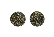Pair of Sterling Silver Marcasite Domed Round Deco Stud Earrings Antique c1930's
