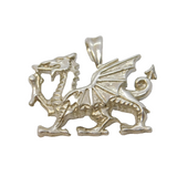 Sterling Silver Large Welsh Dragon Pendant Vintage c1970s