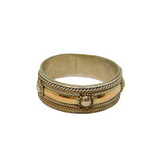 Sterling Silver & Gilt Byzantine Style Studio Band Ring Vintage c1970 Size O