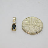 Sterling Silver Sapphire & White Topaz Simplistic Drop Pendant Vintage c1970s
