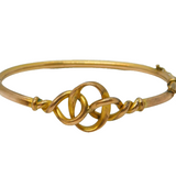 Victorian Rolled Gold Lovers Knot Sweetheart Bangle Bracelet Antique c1880s