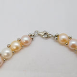 Sterling Silver Multi-Colour Pastel Button Pearl Collar Necklace Modern c1990
