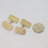 Pair Of 9ct Gold On Sterling Silver Patterned Double Cufflinks Vintage c1970