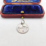 Victorian Sterling Silver 'Harold' Love Token Charm Pendant Antique c1890