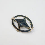 Sterling Silver Black Enamel Art Deco Mourning Brooch Pin Antique c1920