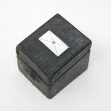 Victorian Leather & Enamel Envelope Stamp Box Antique c1880