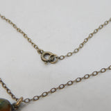 Sterling Silver & Cabochon Moss Agate Drop Pendant Necklace Vintage c1960s