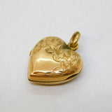 Art Deco 9ct Yellow Gold Back & Front Floral Sweetheart Locket Antique c1920s